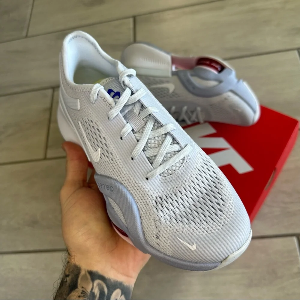 NIKE ZOOM AIR BLUE WHITE SNEAKERS - Picture 2 of 5